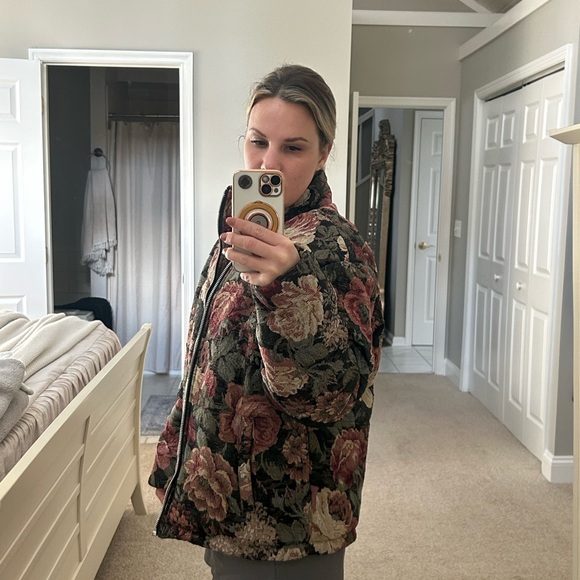 Fashion Nova Floral Bomber Jacket - Black and Pink - Picture 2 of 3